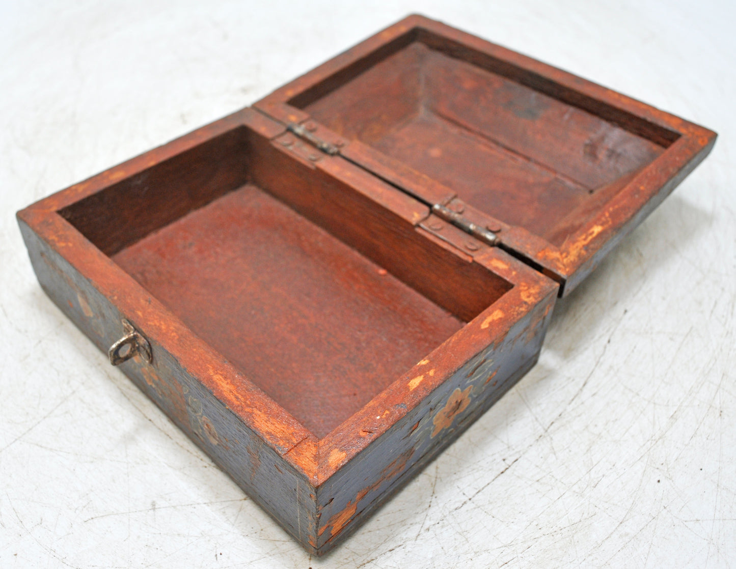 Vintage Wooden Dome Shaped Storage Box Original Old Hand Crafted Painted
