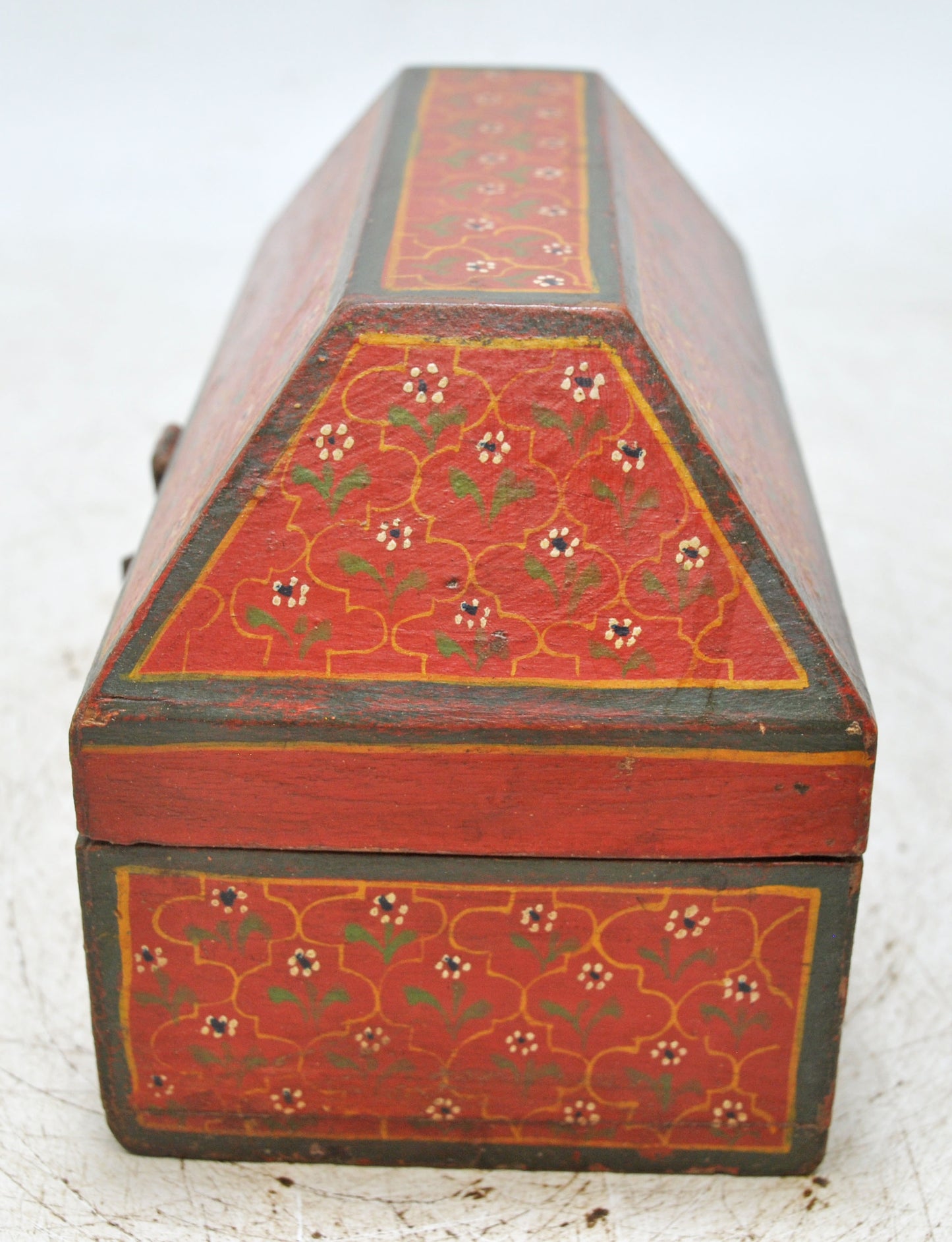 Vintage Wooden Dome Shaped Storage Box Original Old Hand Crafted Painted