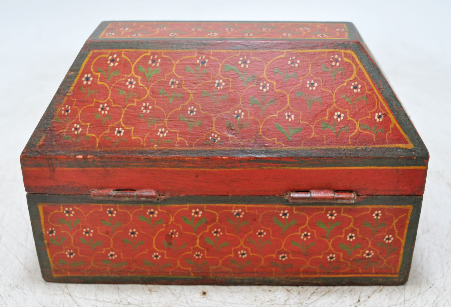 Vintage Wooden Dome Shaped Storage Box Original Old Hand Crafted Painted