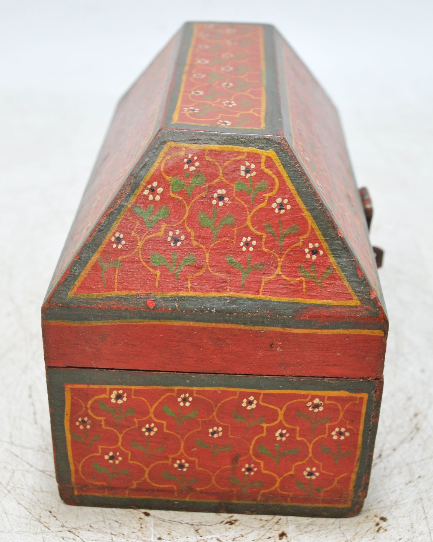 Vintage Wooden Dome Shaped Storage Box Original Old Hand Crafted Painted