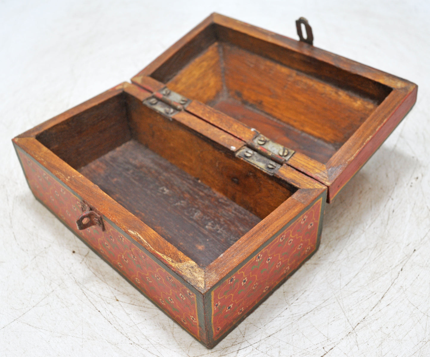 Vintage Wooden Dome Shaped Storage Box Original Old Hand Crafted Painted