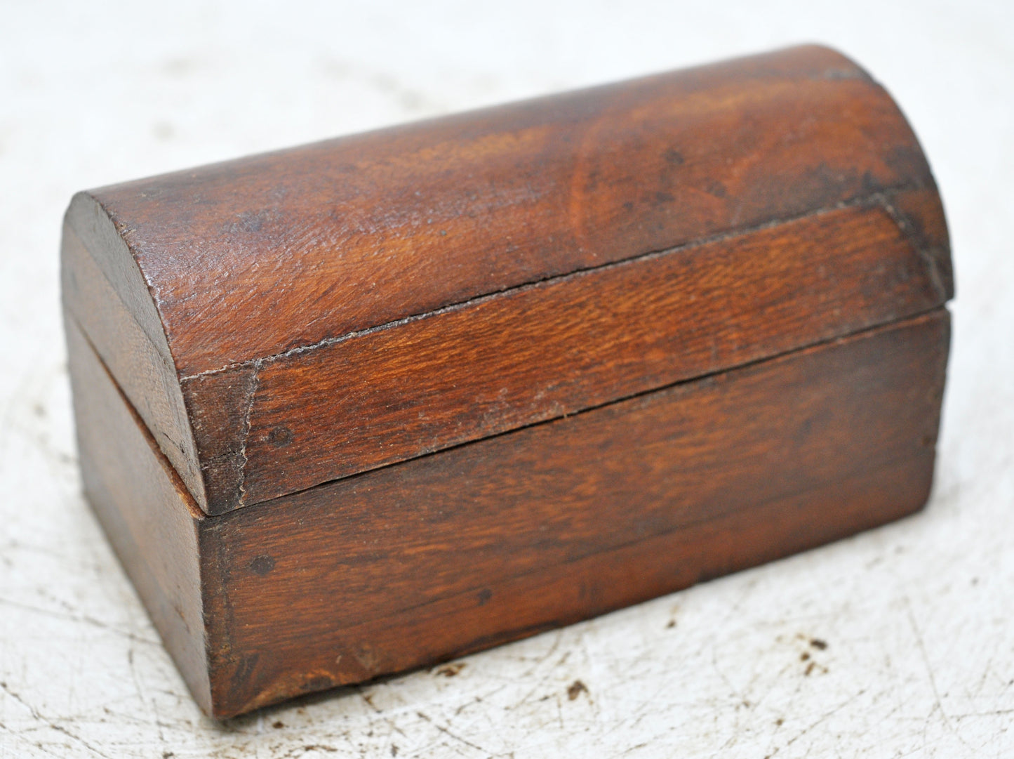 Vintage Wooden Small Half Round Top Storage Box Original Old Hand Crafted