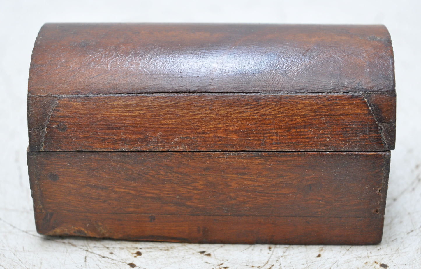 Vintage Wooden Small Half Round Top Storage Box Original Old Hand Crafted