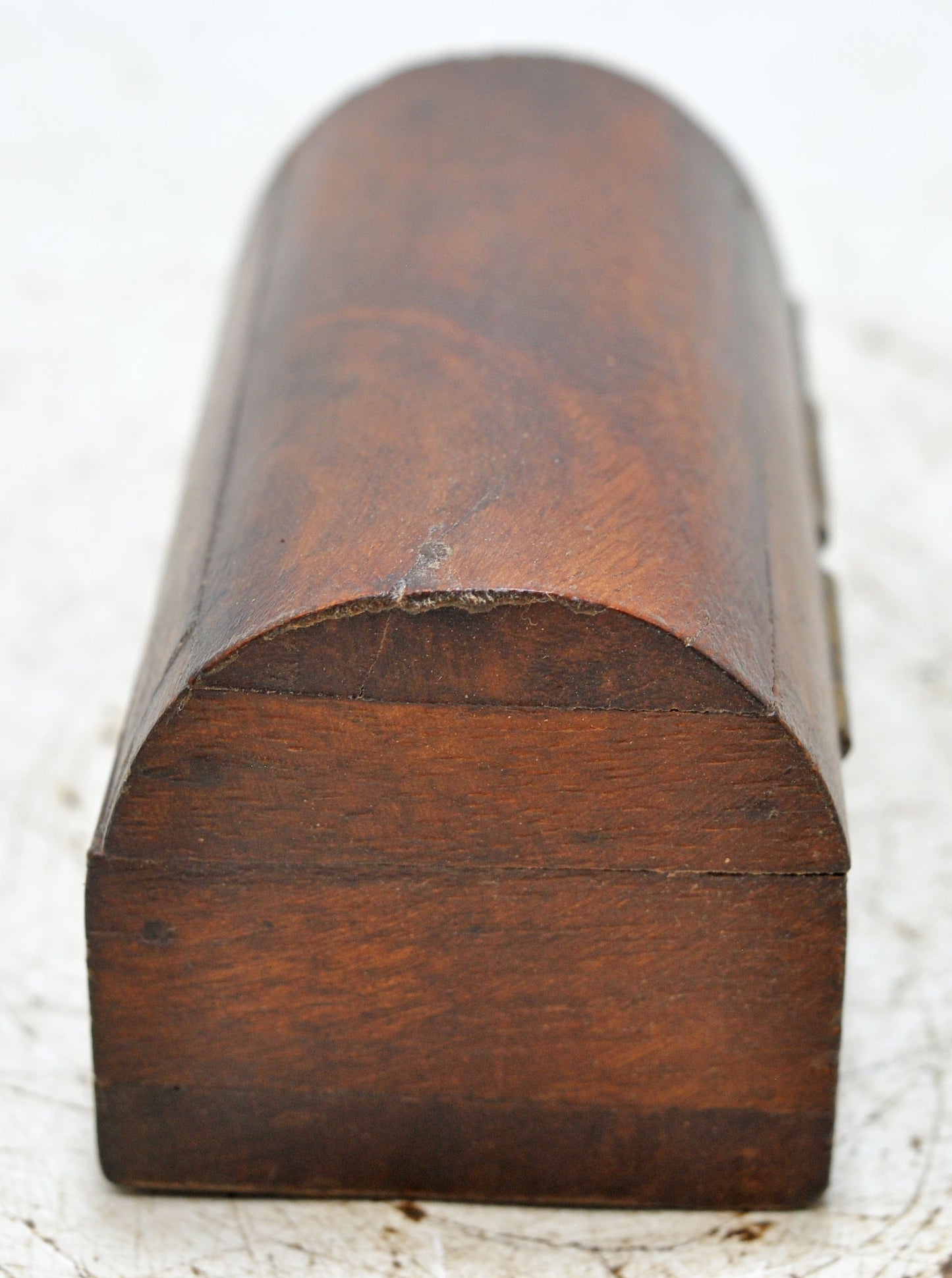 Vintage Wooden Small Half Round Top Storage Box Original Old Hand Crafted