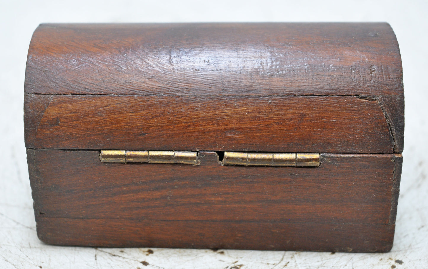 Vintage Wooden Small Half Round Top Storage Box Original Old Hand Crafted