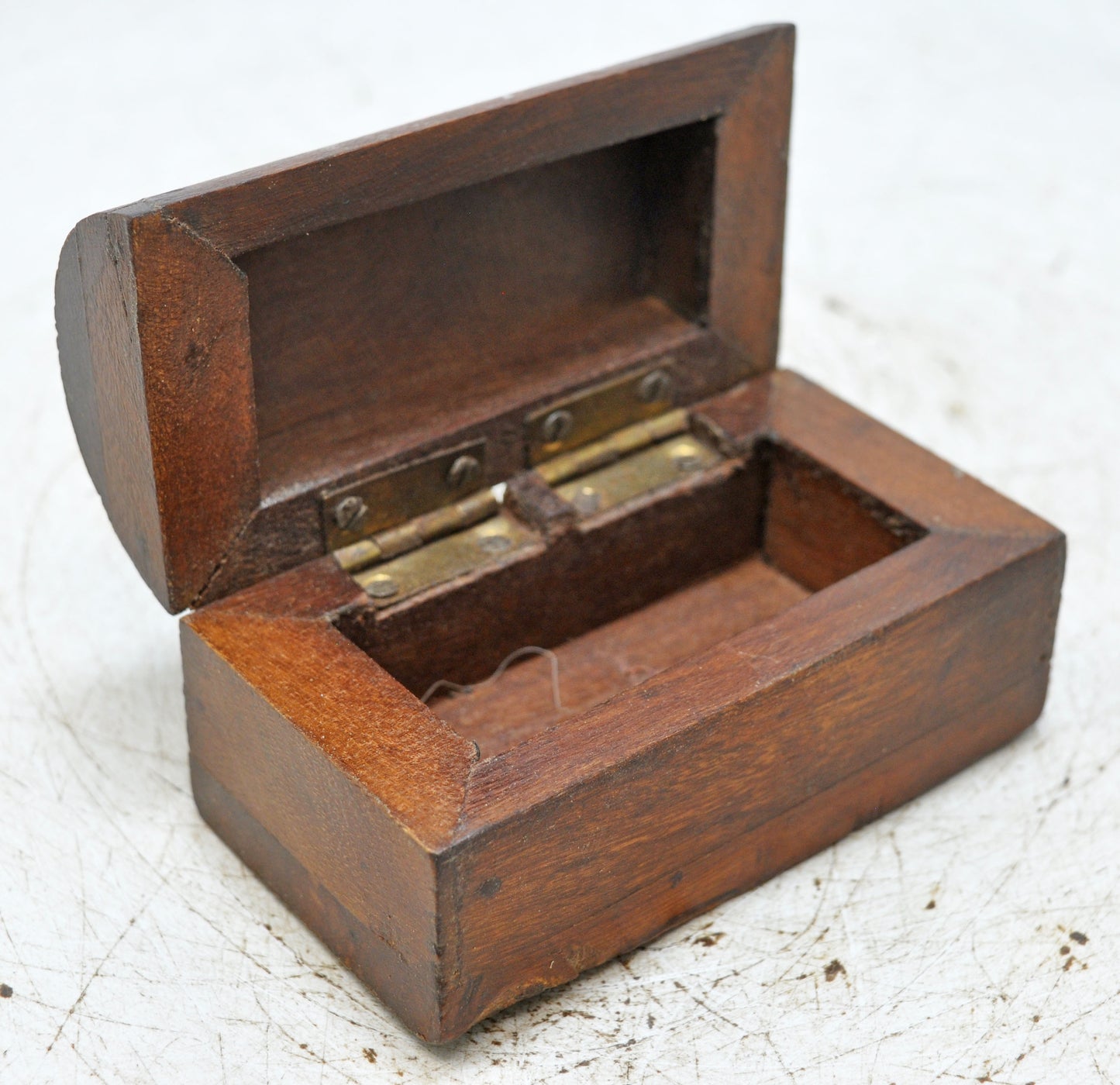 Vintage Wooden Small Half Round Top Storage Box Original Old Hand Crafted