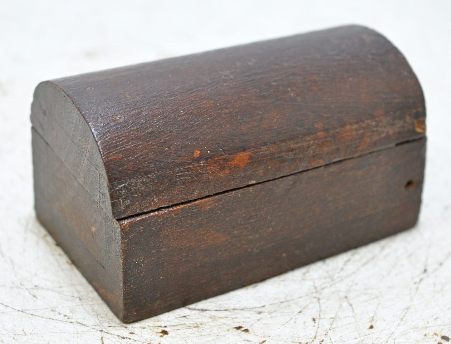Vintage Wooden Small Half Round Top Storage Box Original Old Hand Crafted