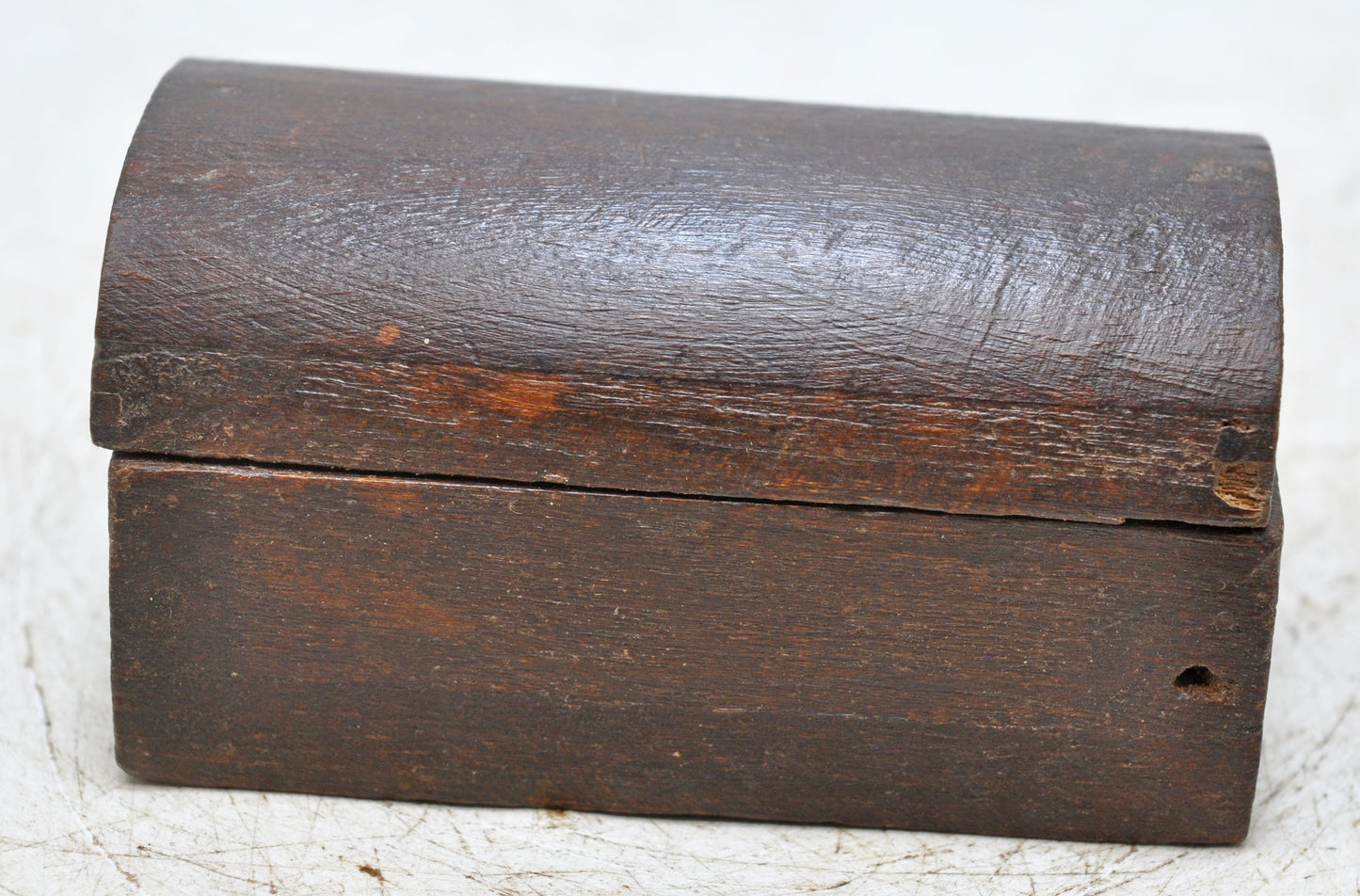 Vintage Wooden Small Half Round Top Storage Box Original Old Hand Crafted