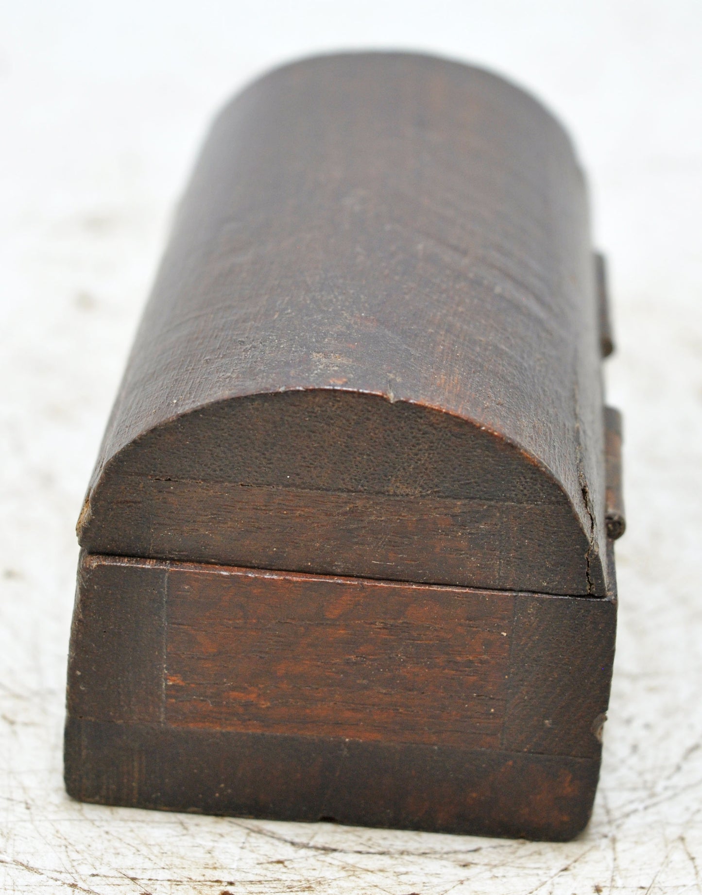 Vintage Wooden Small Half Round Top Storage Box Original Old Hand Crafted