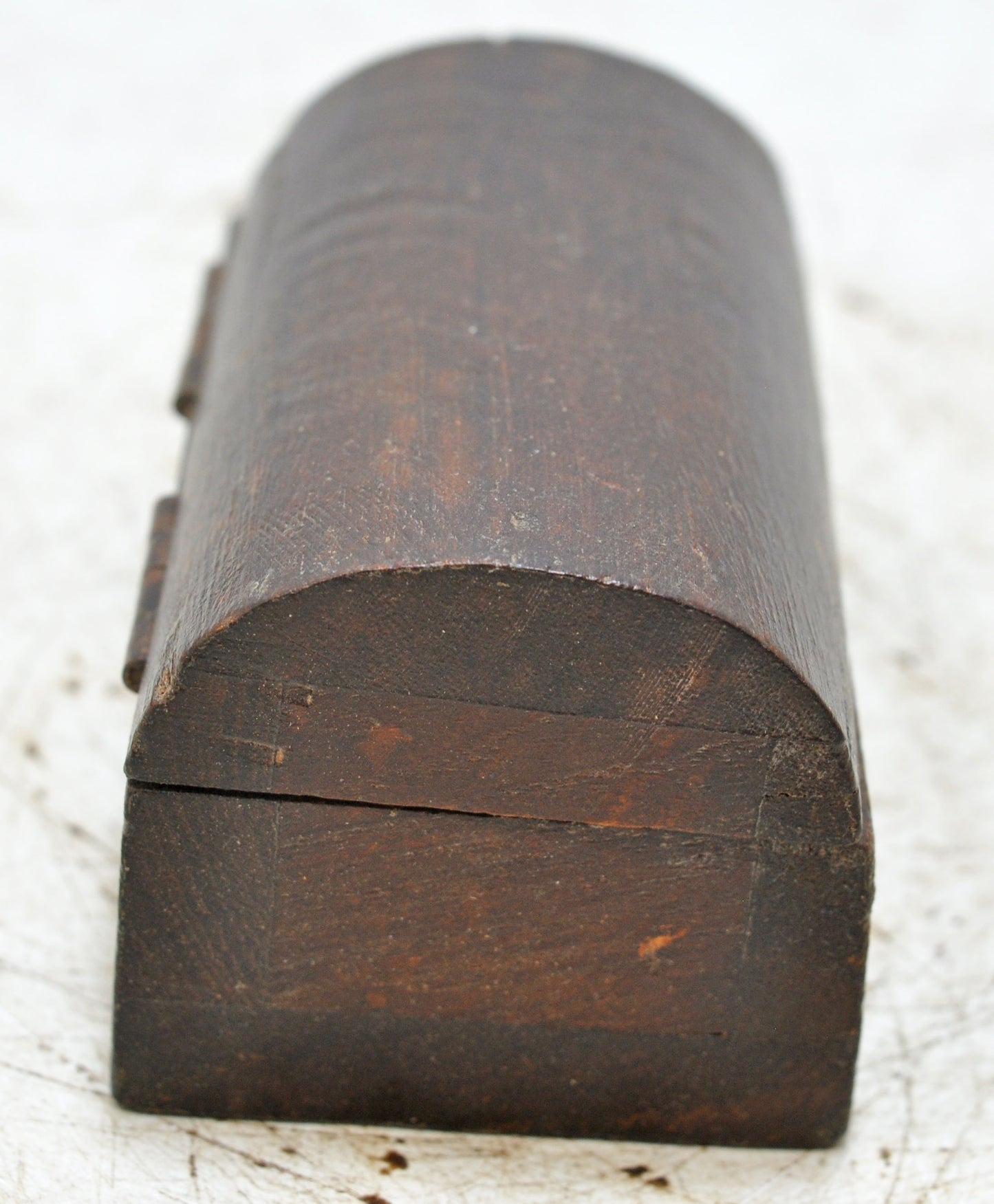 Vintage Wooden Small Half Round Top Storage Box Original Old Hand Crafted