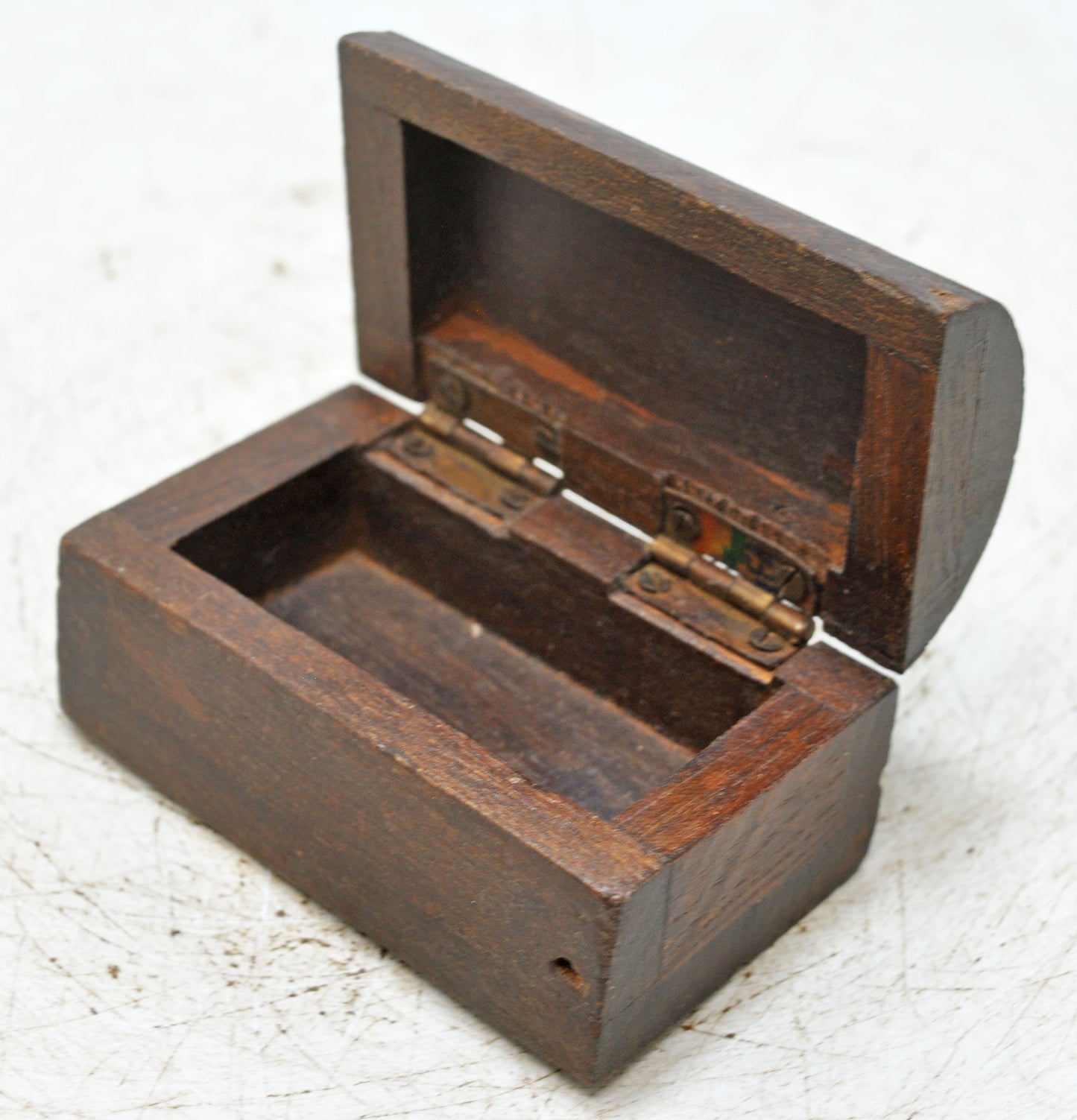 Vintage Wooden Small Half Round Top Storage Box Original Old Hand Crafted