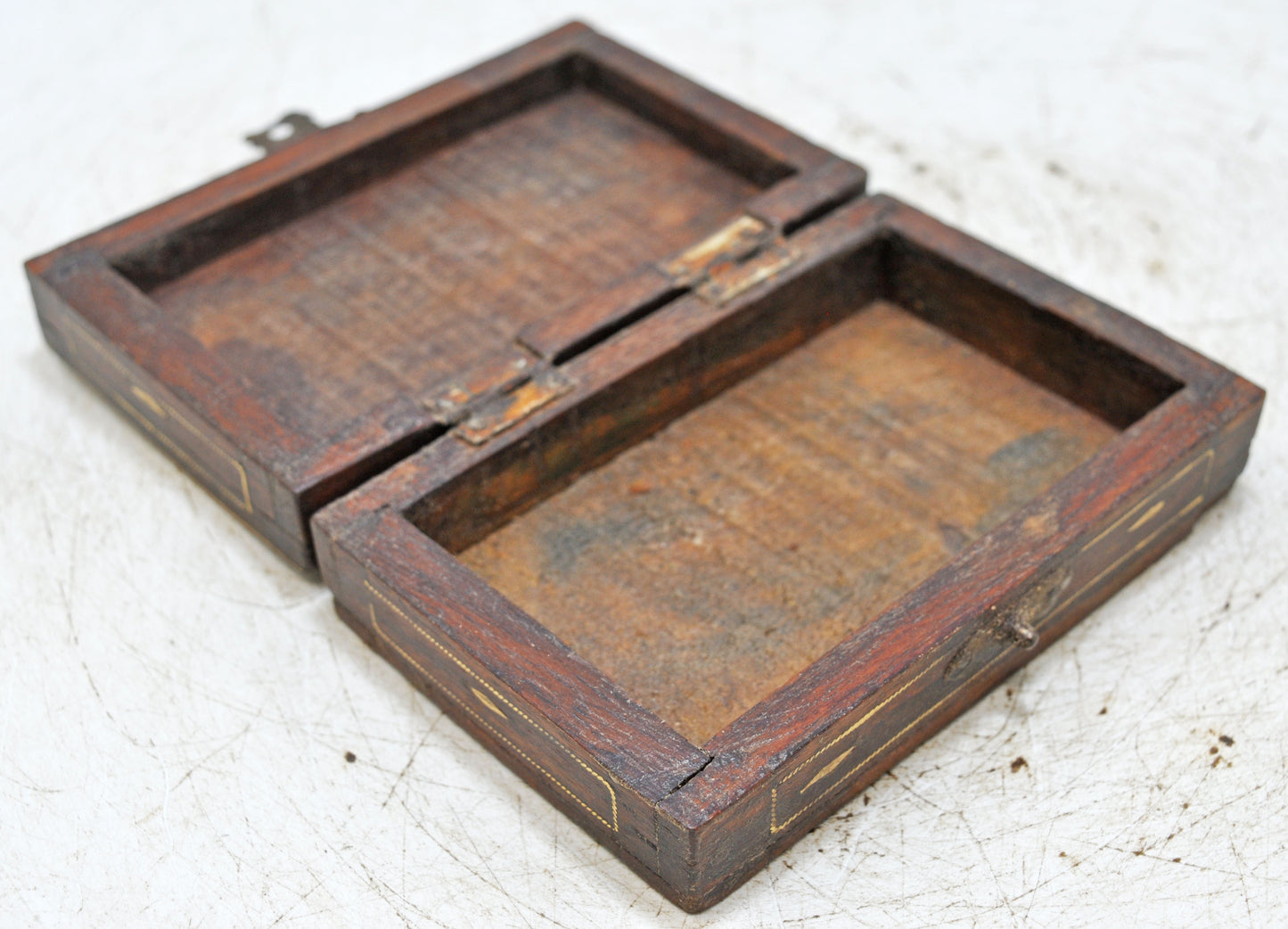 Vintage Wooden Small Storage Box Original Old Hand Crafted Fine Brass Fitted