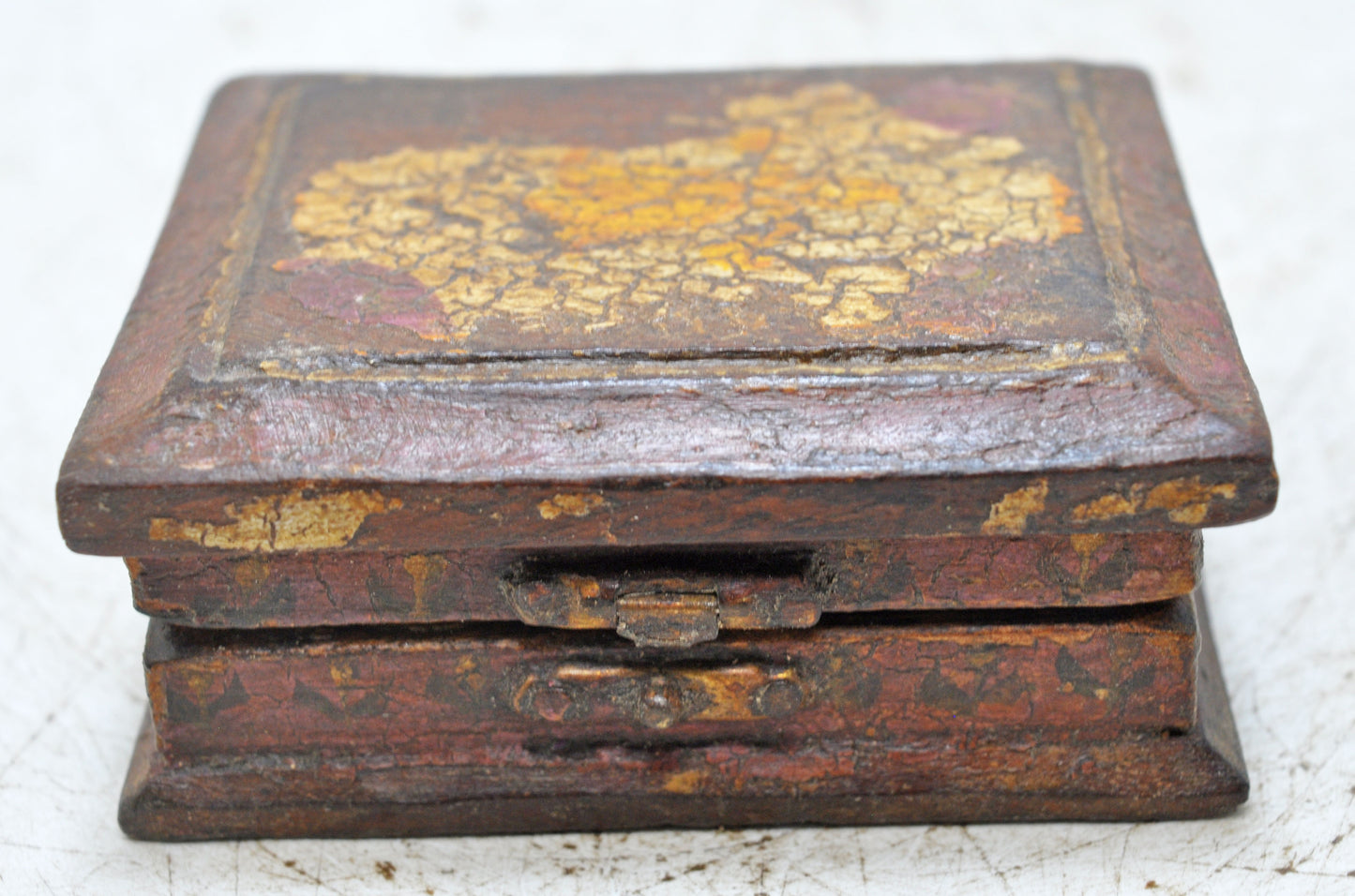 Vintage Wooden Small Storage Box Original Old Hand Crafted Rustic Painted