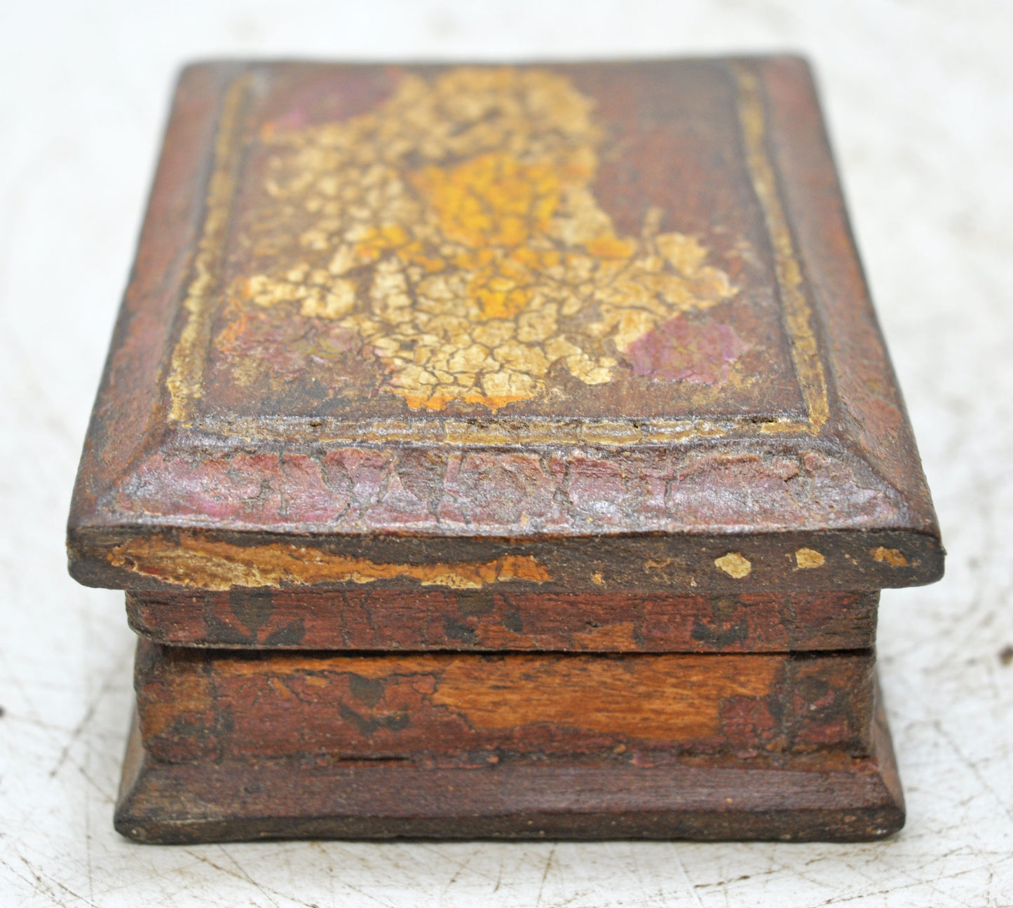 Vintage Wooden Small Storage Box Original Old Hand Crafted Rustic Painted