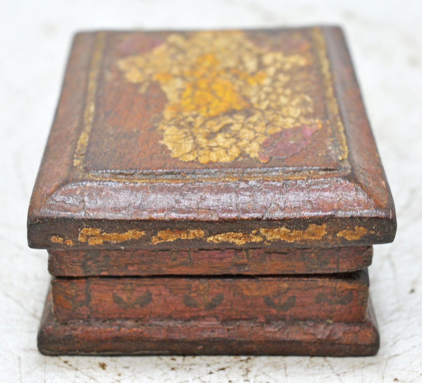 Vintage Wooden Small Storage Box Original Old Hand Crafted Rustic Painted