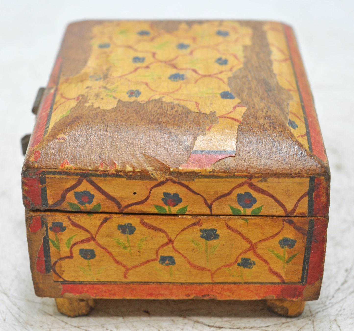 Vintage Wooden Small Storage Box Original Old Hand Crafted Rustic Painted