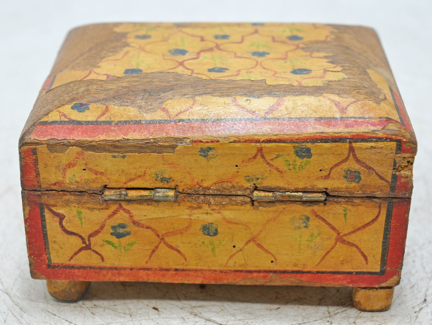 Vintage Wooden Small Storage Box Original Old Hand Crafted Rustic Painted