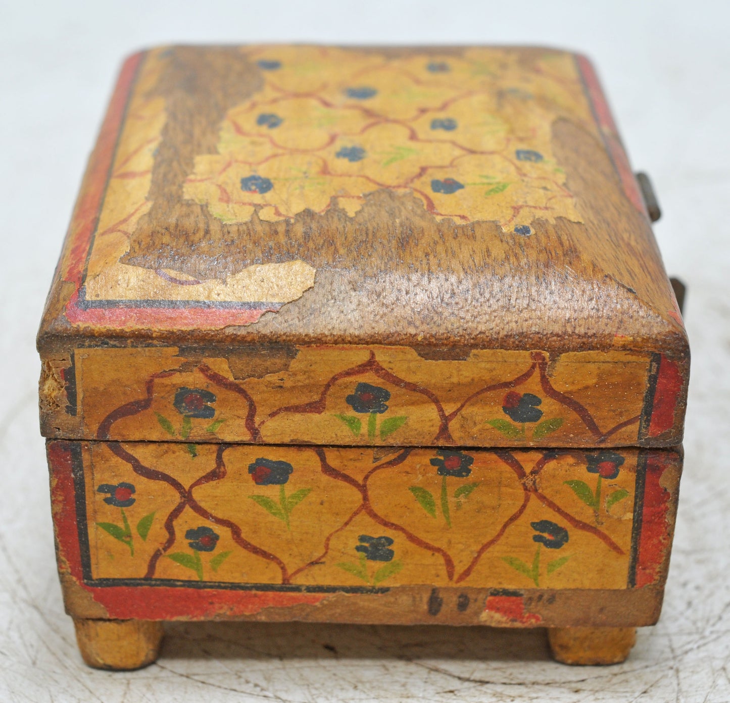 Vintage Wooden Small Storage Box Original Old Hand Crafted Rustic Painted
