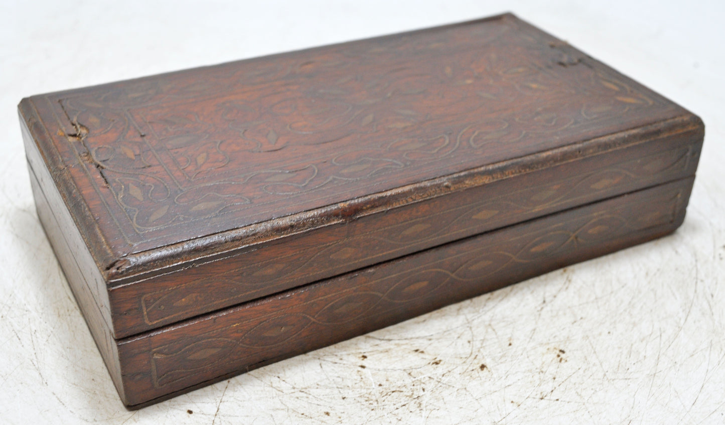 Vintage Wooden Storage Box Original Old Hand Crafted Fine Brass Fitted