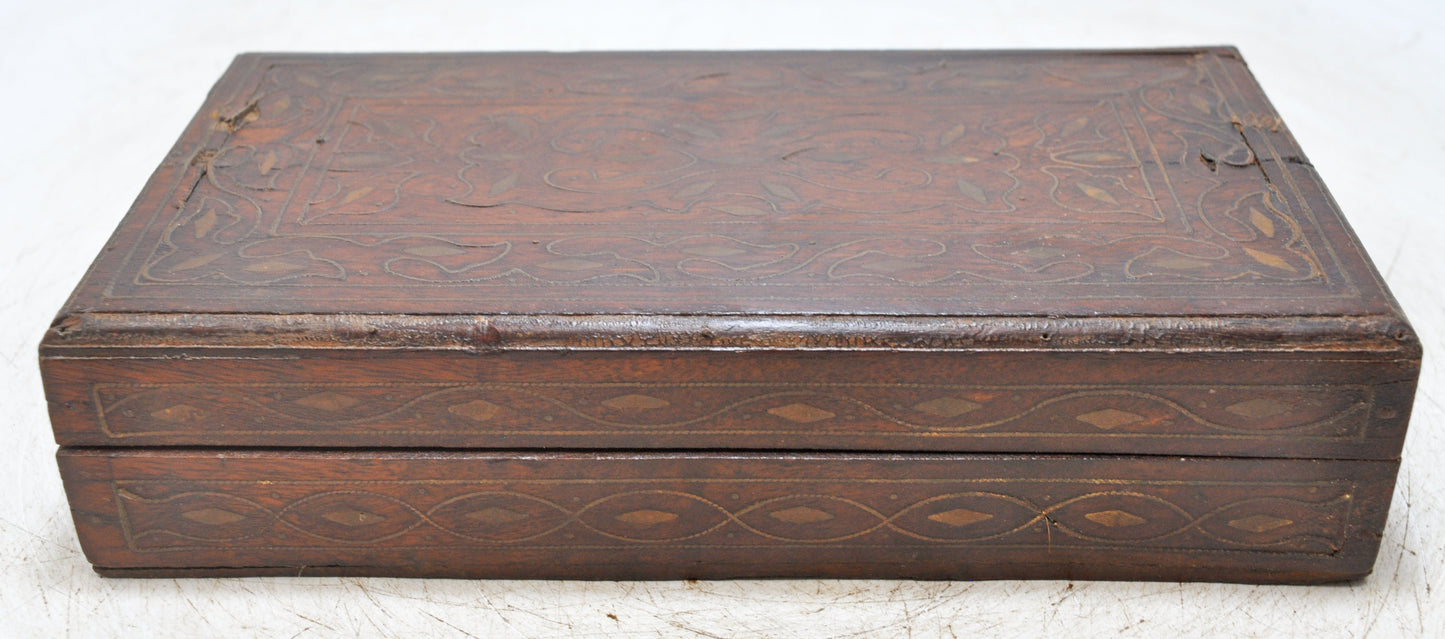 Vintage Wooden Storage Box Original Old Hand Crafted Fine Brass Fitted