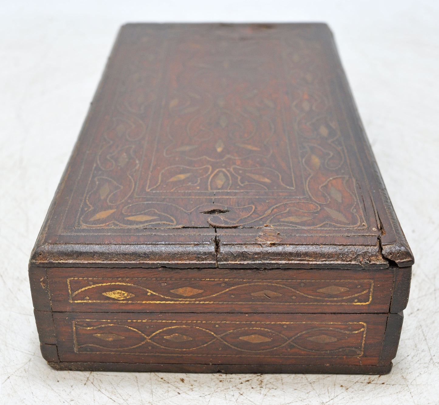 Vintage Wooden Storage Box Original Old Hand Crafted Fine Brass Fitted