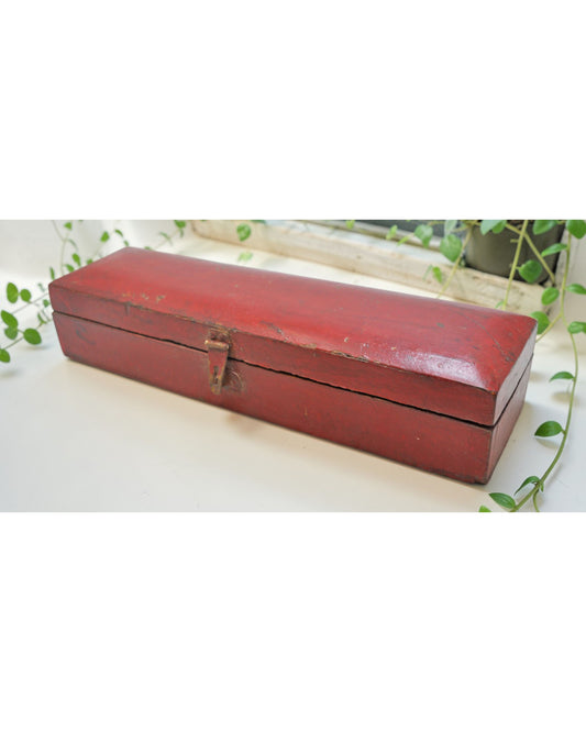 Vintage Wooden Long Pencil Stationary Box Original Old Hand Crafted
