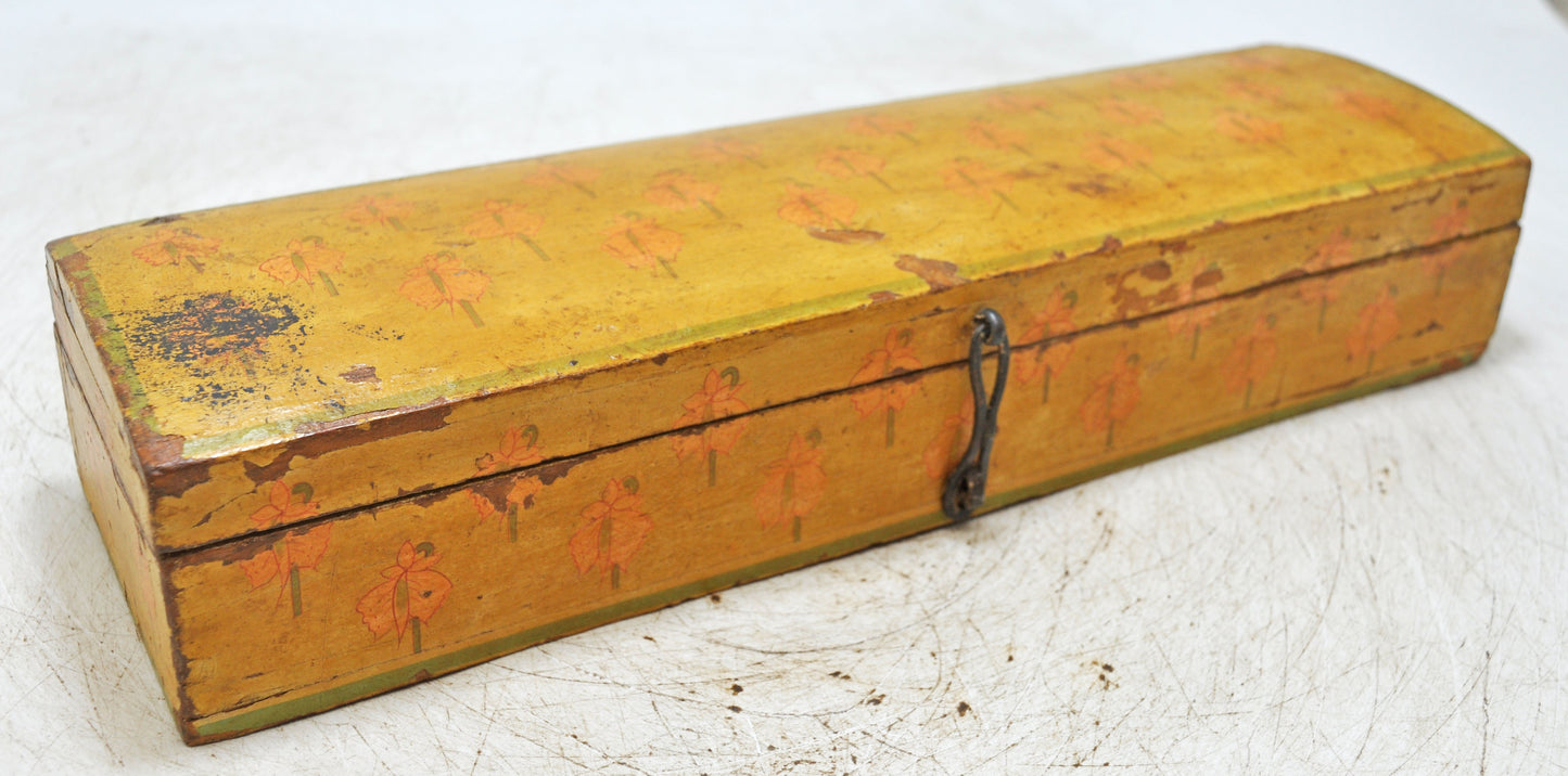 Vintage Wooden Long Pencil Stationary Box Original Old Hand Crafted