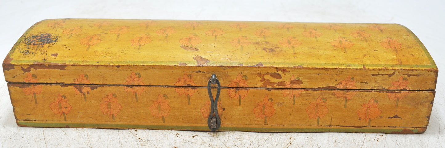Vintage Wooden Long Pencil Stationary Box Original Old Hand Crafted