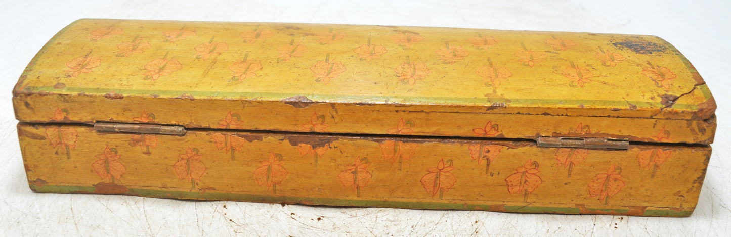 Vintage Wooden Long Pencil Stationary Box Original Old Hand Crafted