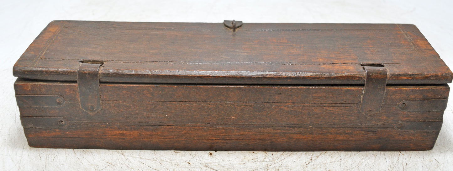 Vintage Wooden Long Pencil Stationary Box Original Old Hand Crafted