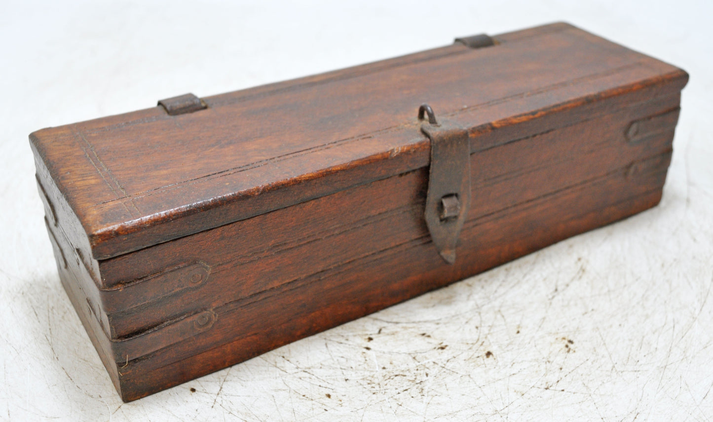 Vintage Wooden Long Pencil Stationary Box Original Old Hand Crafted