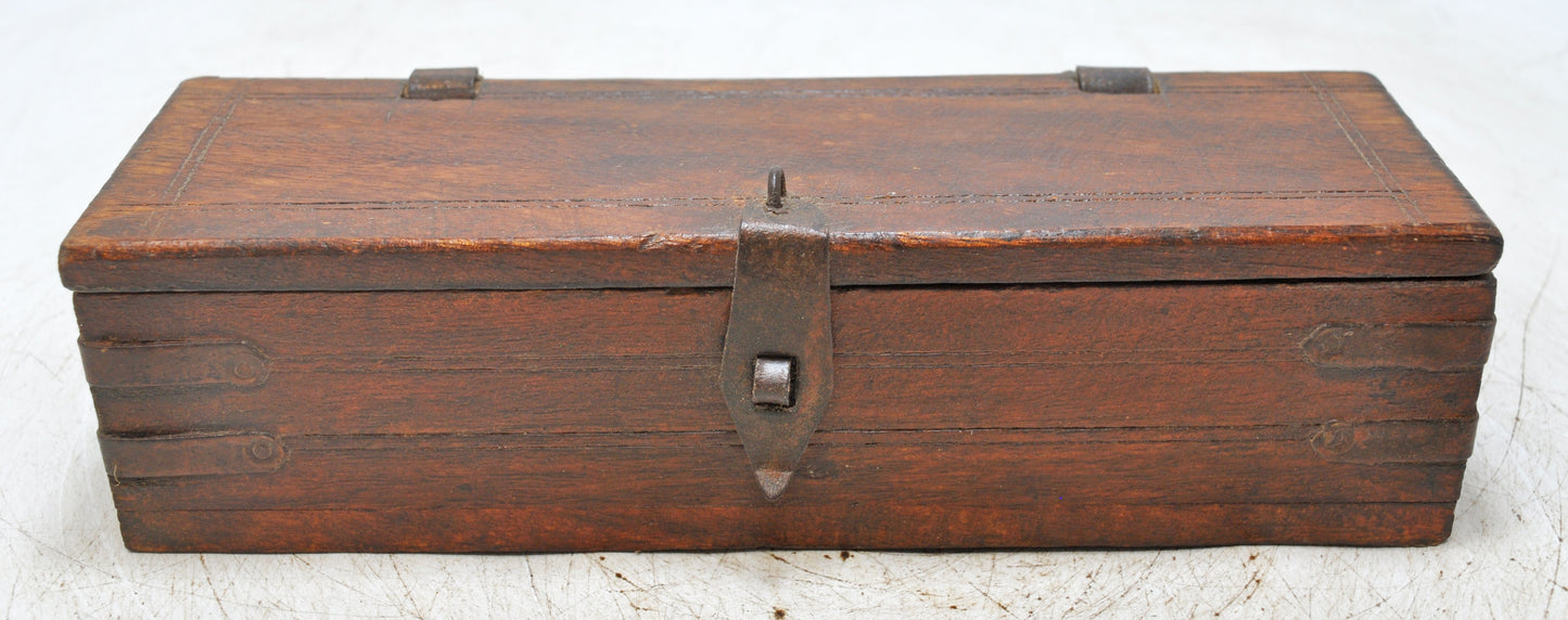 Vintage Wooden Long Pencil Stationary Box Original Old Hand Crafted