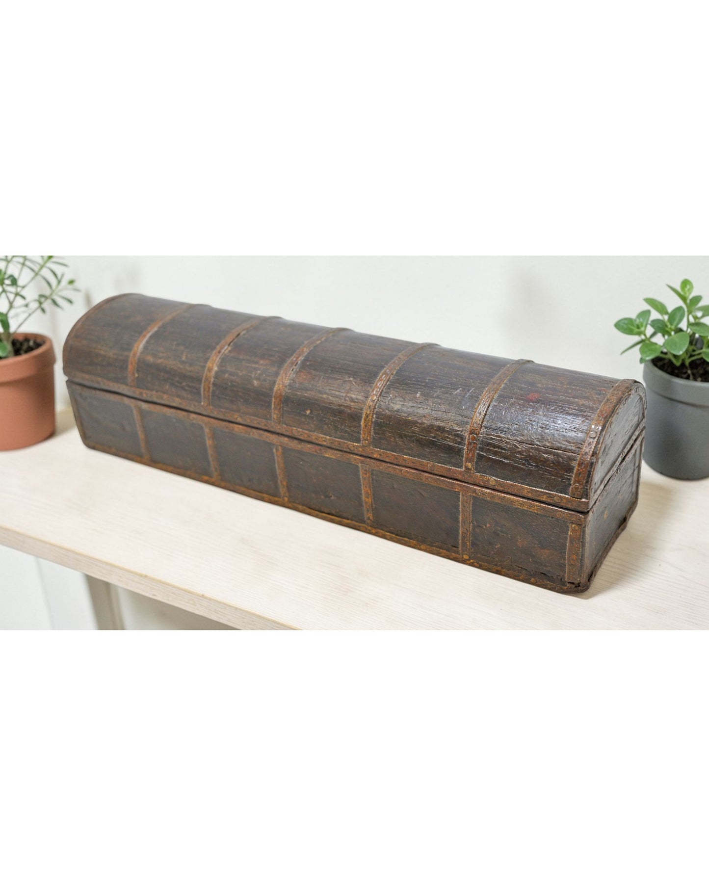 Vintage Wooden Pencil Stationary Box Original Old Hand Crafted Brass Fitted