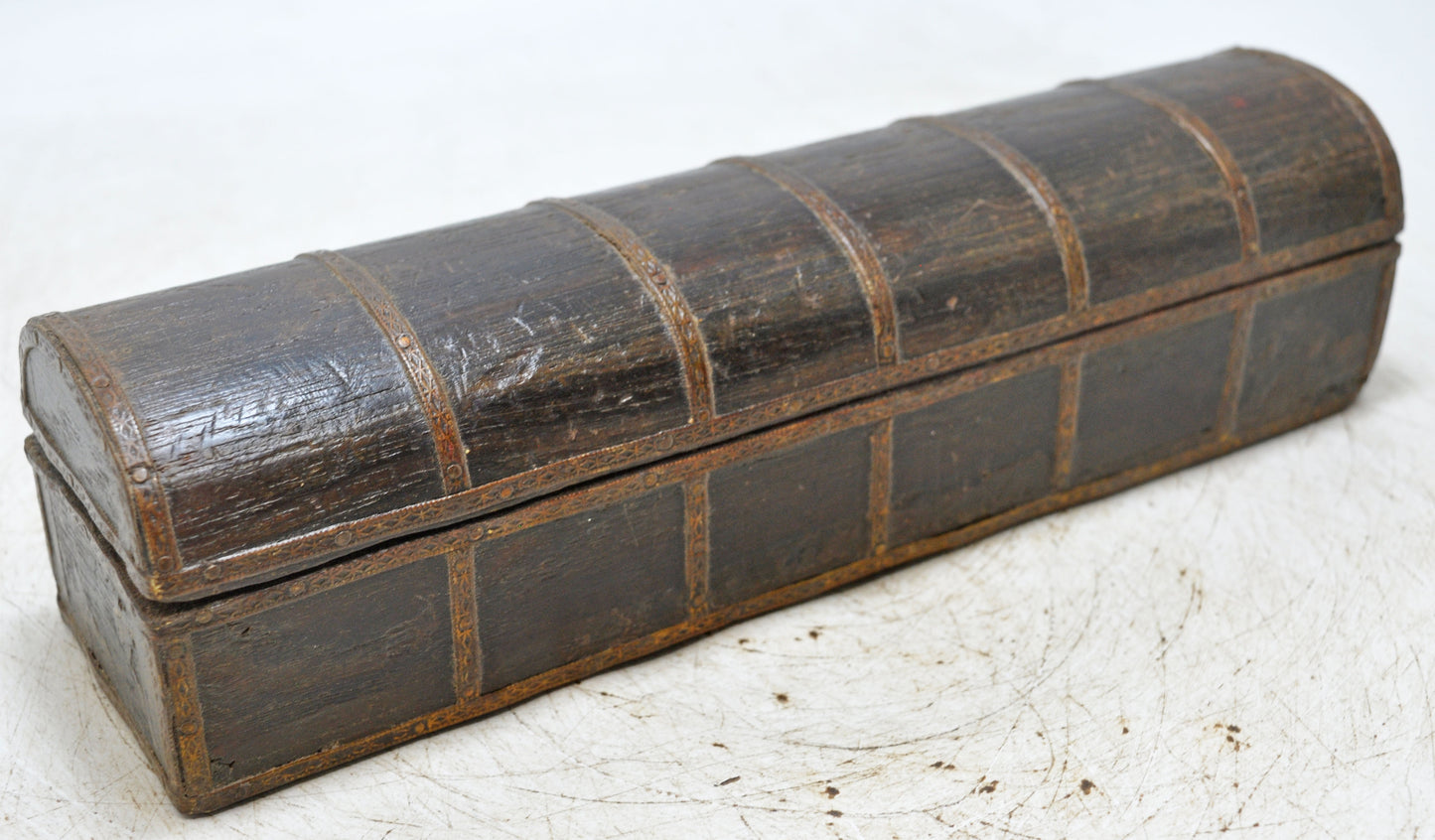 Vintage Wooden Pencil Stationary Box Original Old Hand Crafted Brass Fitted