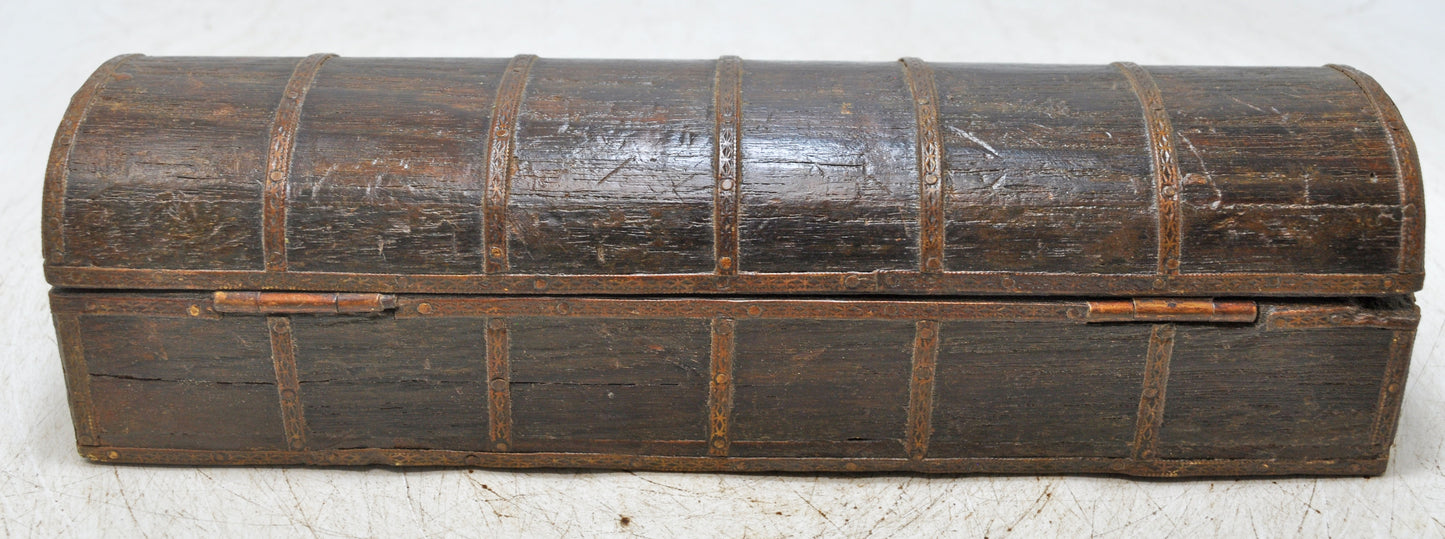 Vintage Wooden Pencil Stationary Box Original Old Hand Crafted Brass Fitted
