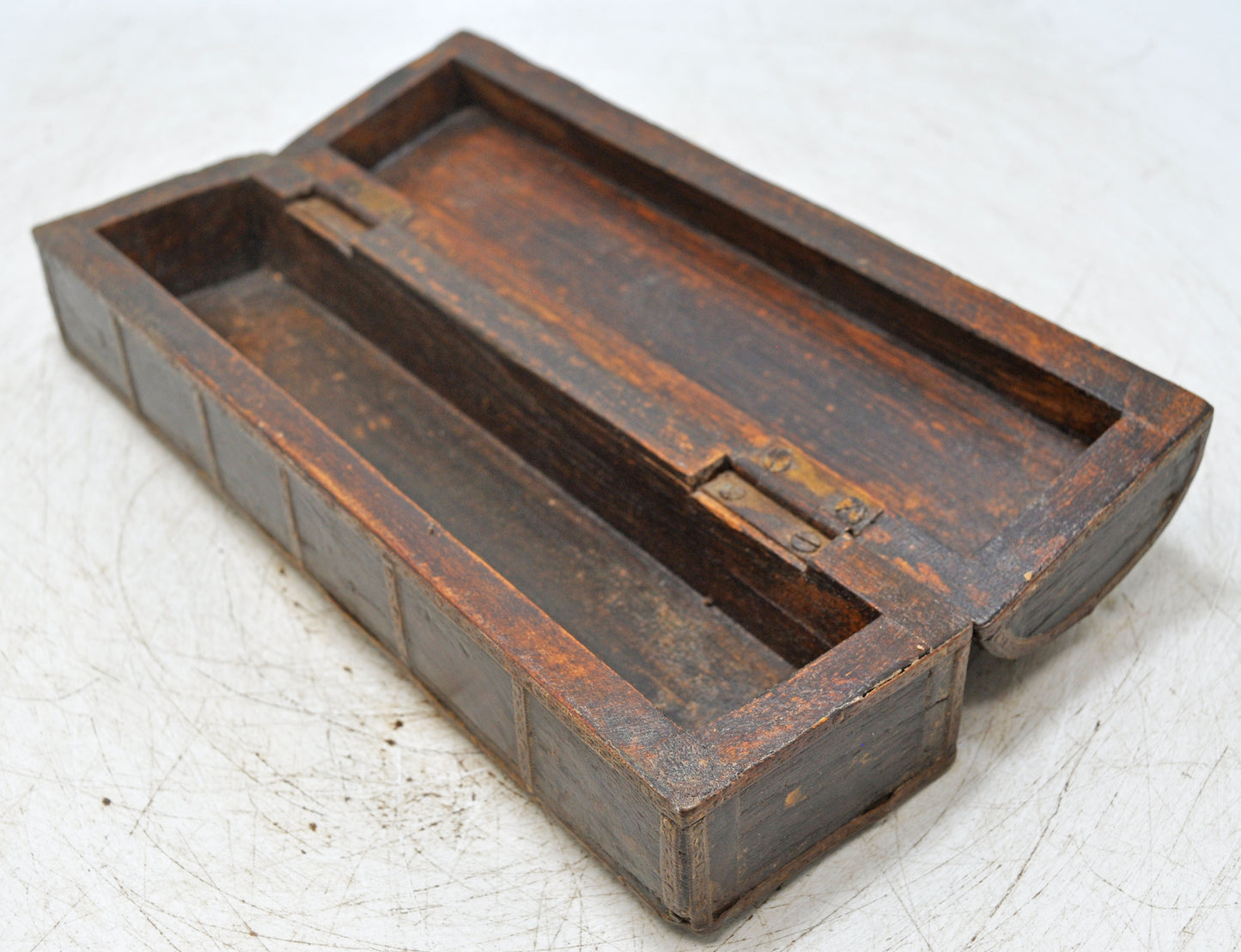 Vintage Wooden Pencil Stationary Box Original Old Hand Crafted Brass Fitted