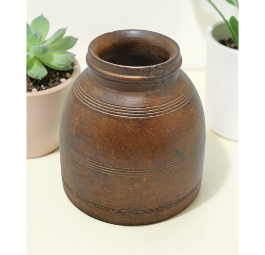 Vintage Wooden Water Drinking Lota Pot Original Old Hand Carved