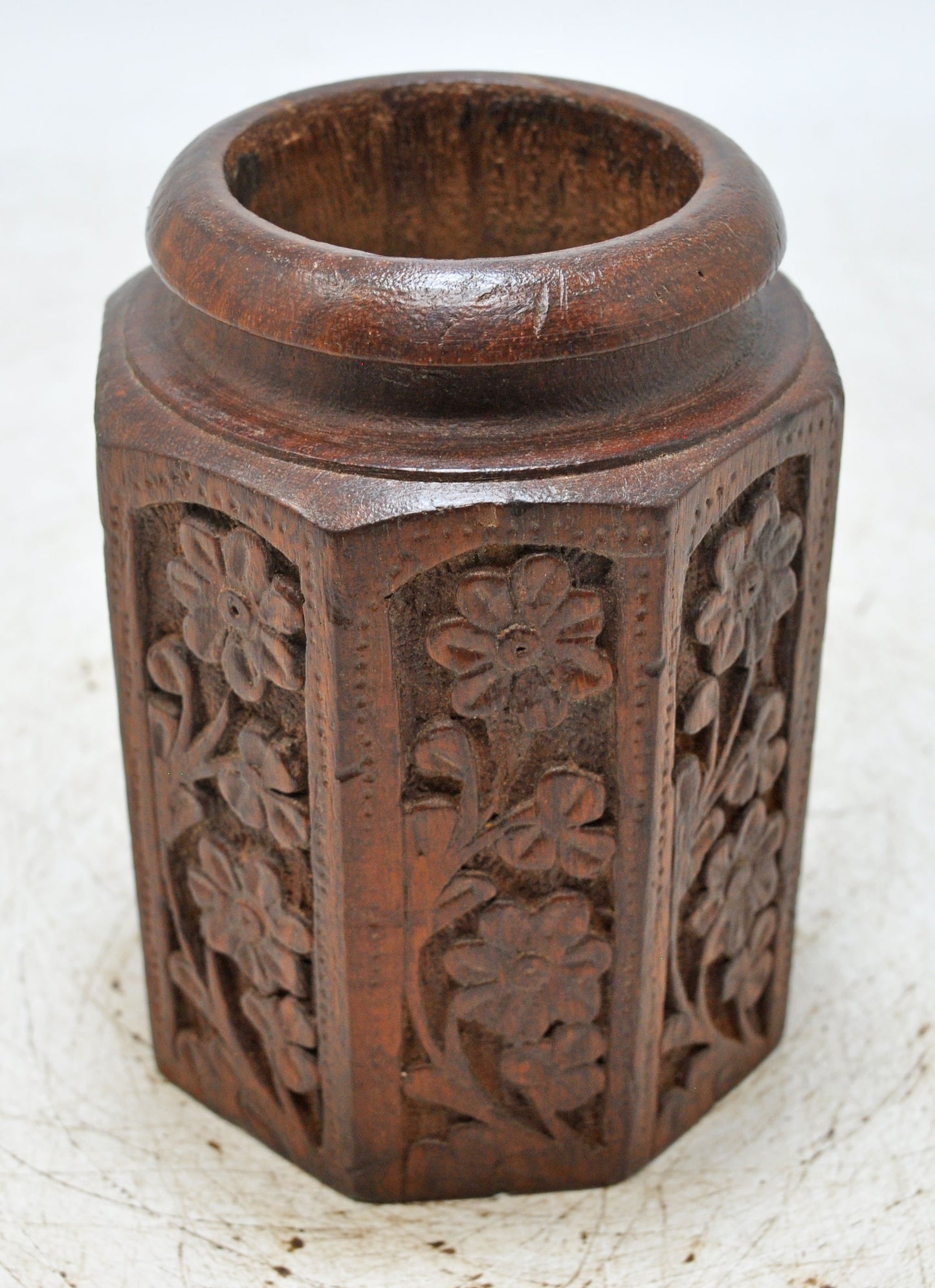 Vintage Wooden Small Grain Measurement Paili Pot Original Old Very Fine Hand Carved