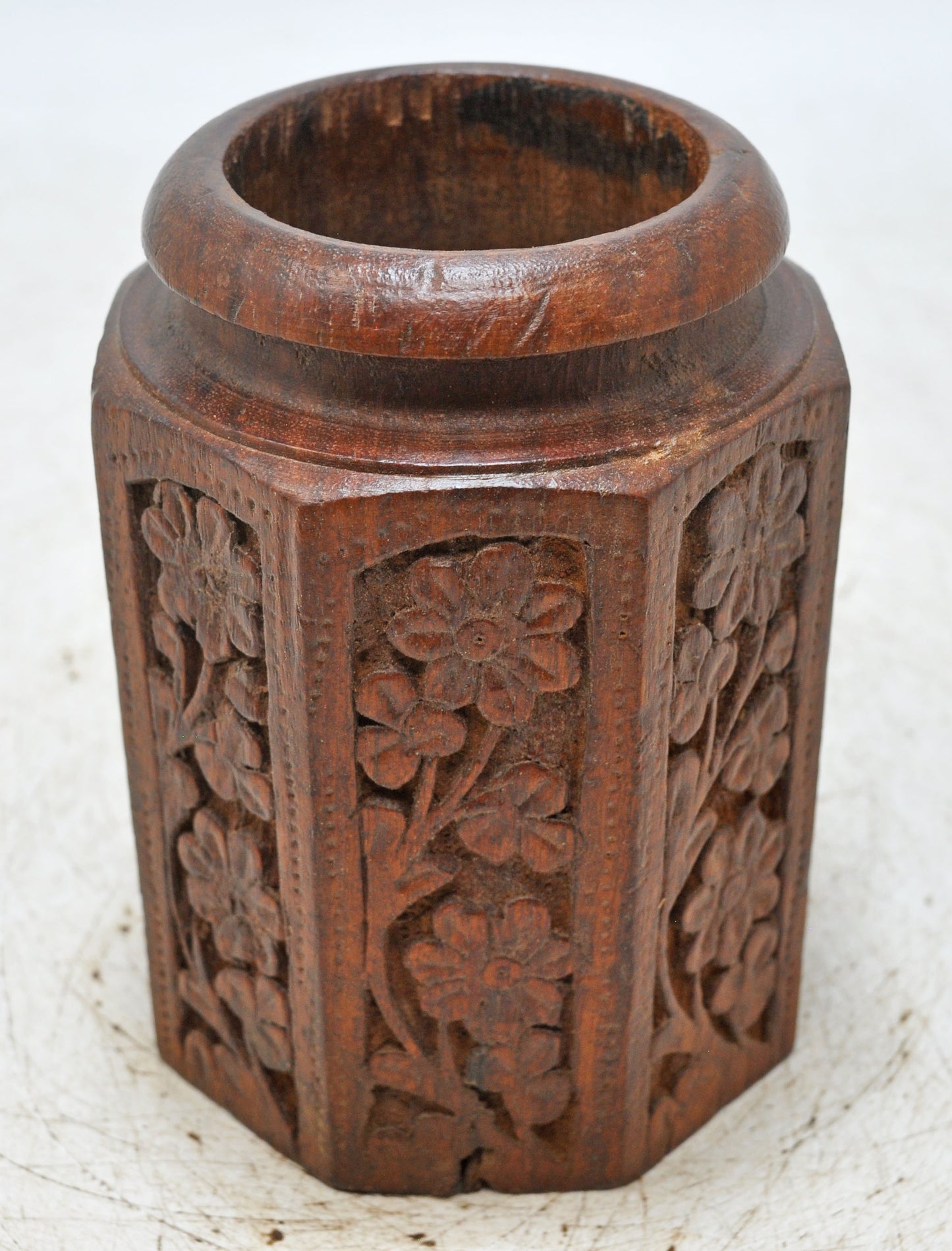 Vintage Wooden Small Grain Measurement Paili Pot Original Old Very Fine Hand Carved