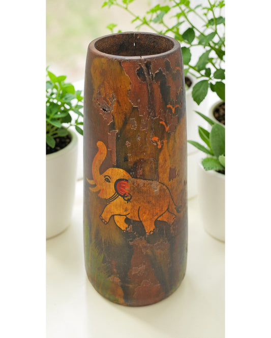Vintage Wooden Glass Cup Original Old Hand Crafted Painted