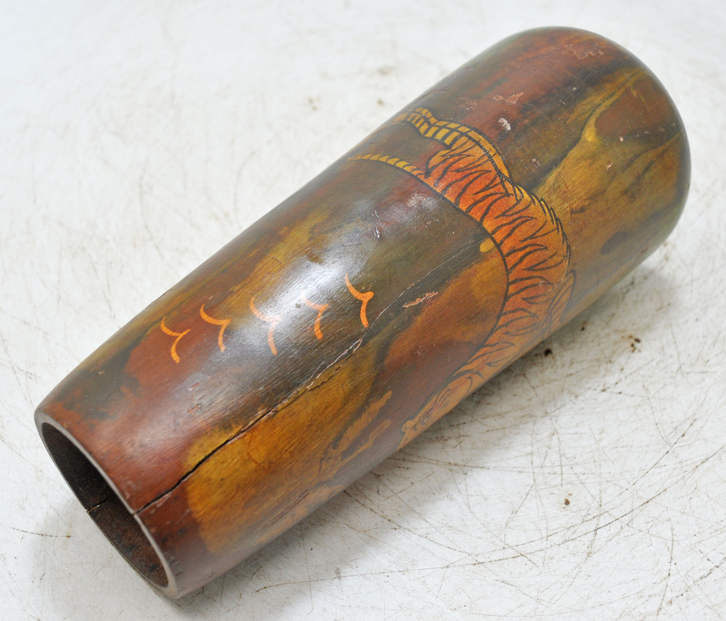 Vintage Wooden Glass Cup Original Old Hand Crafted Painted