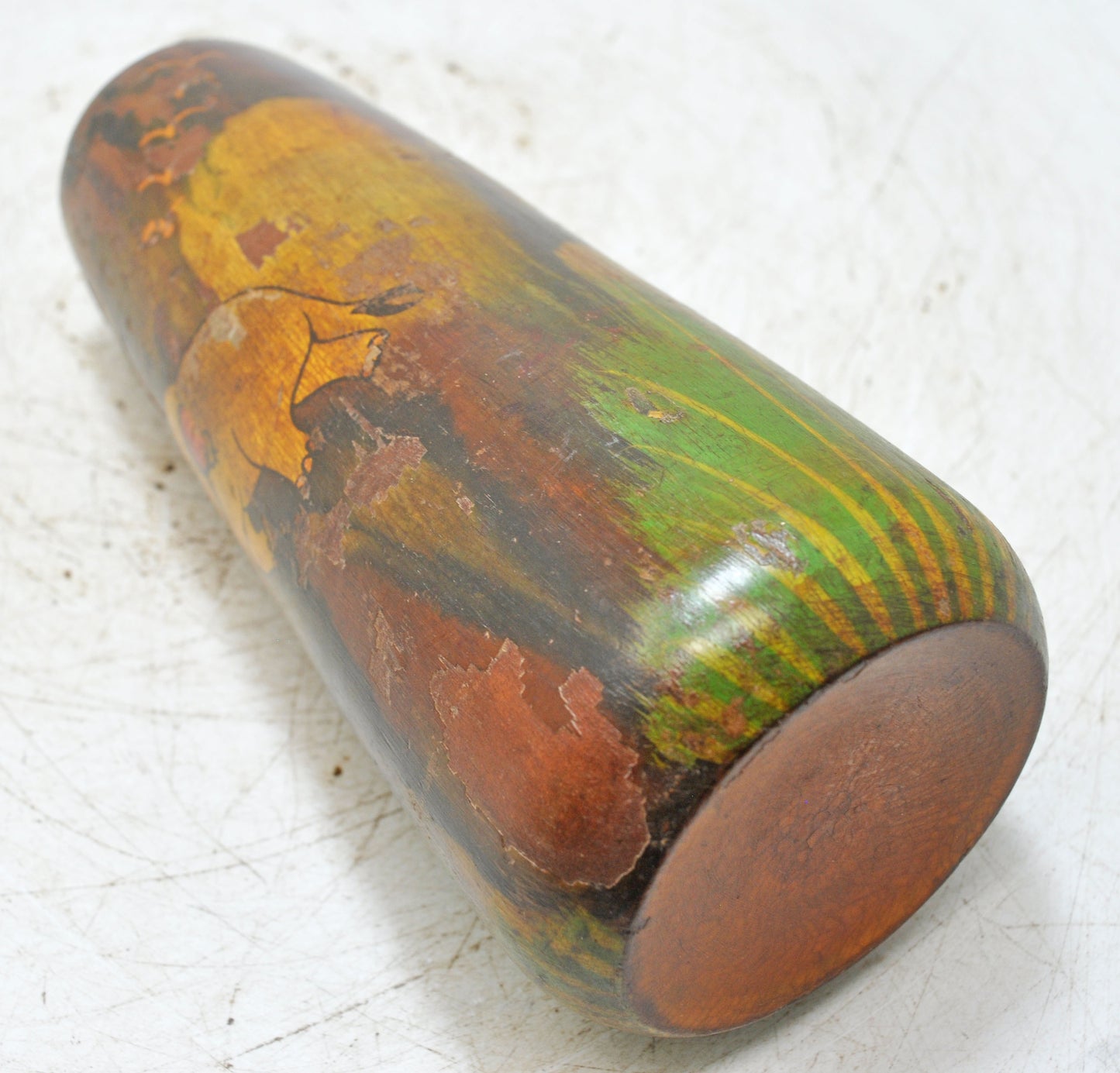 Vintage Wooden Glass Cup Original Old Hand Crafted Painted