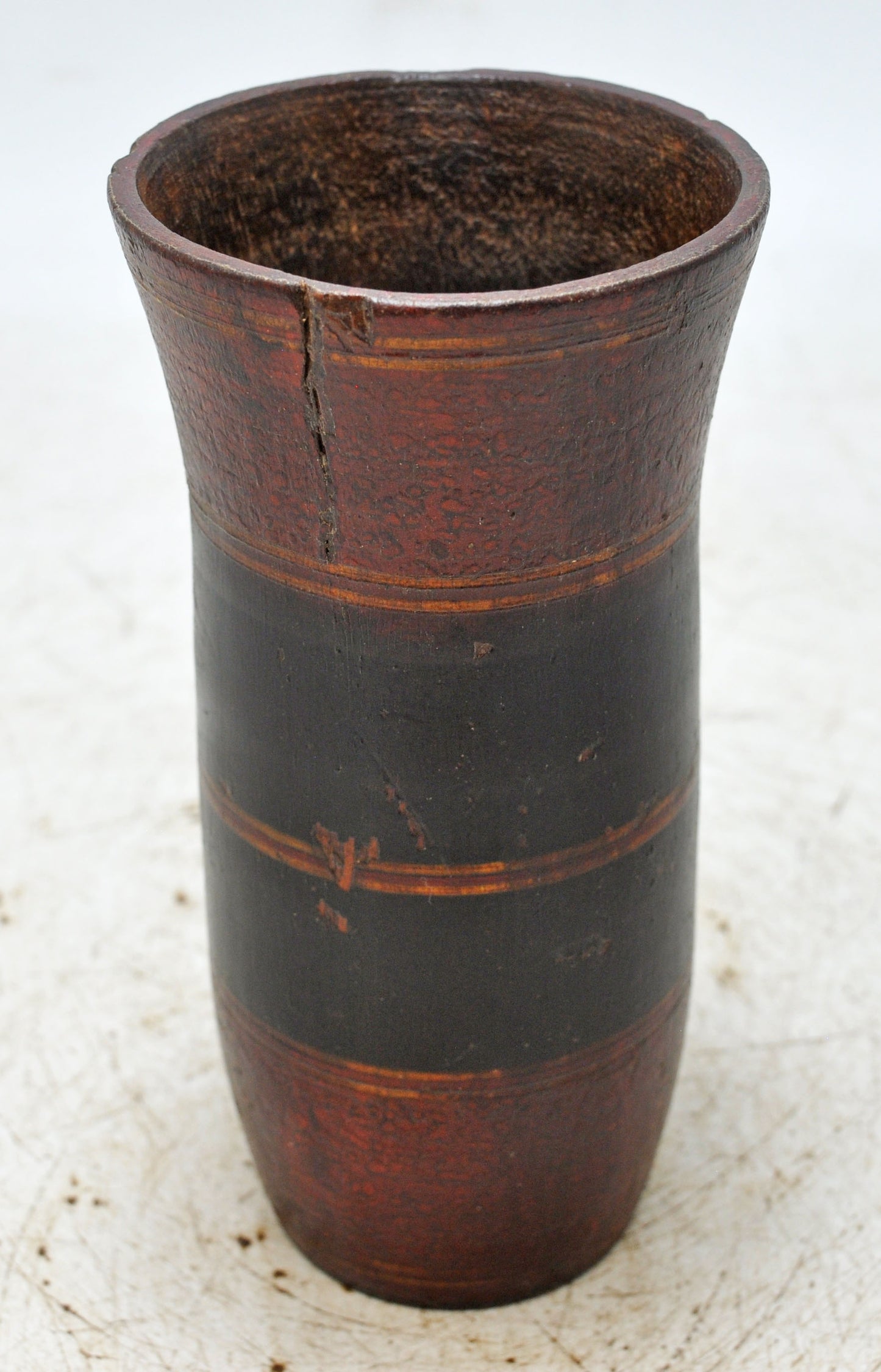 Vintage Wooden Glass Cup Original Old Hand Crafted Painted