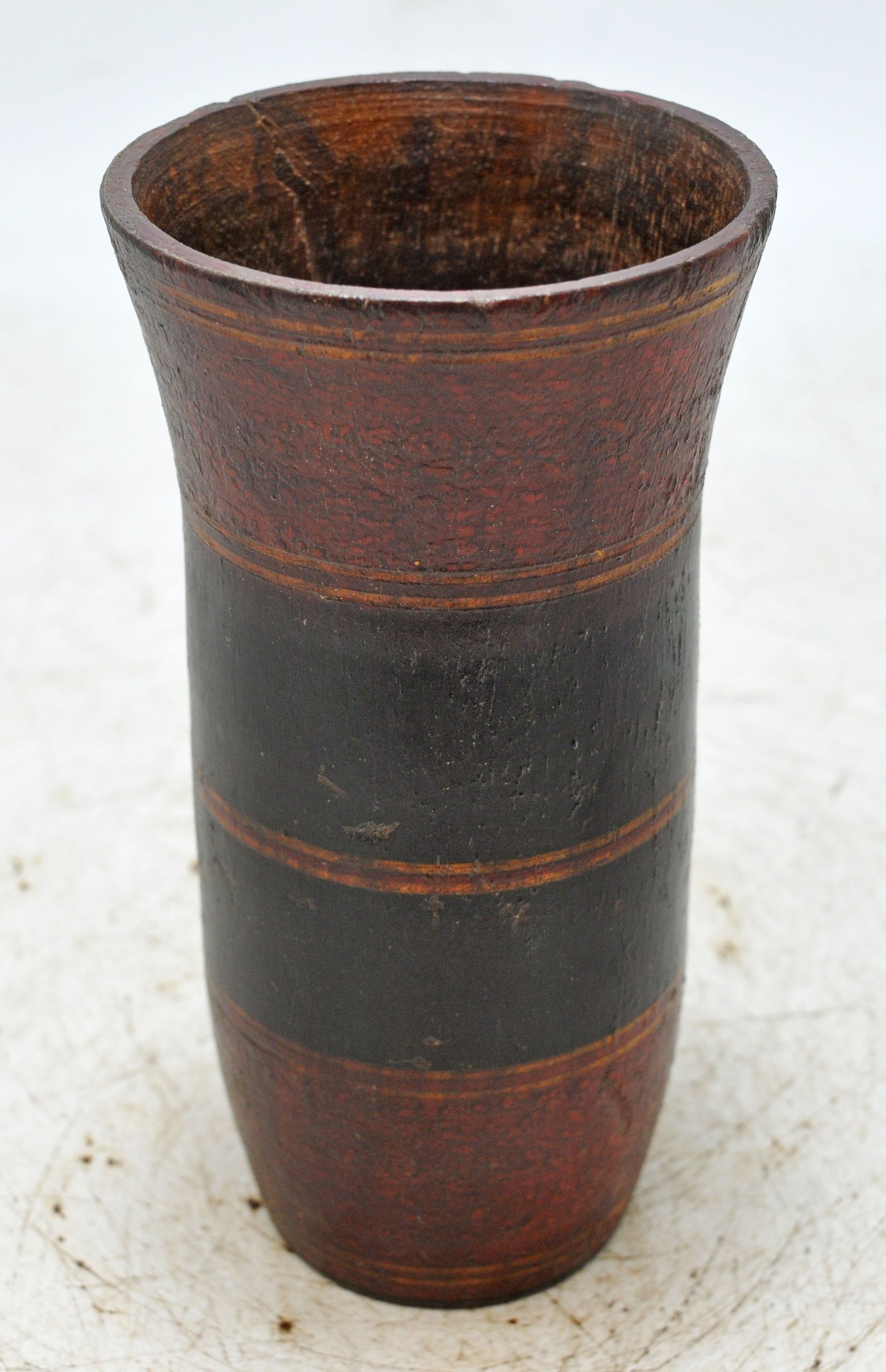 Vintage Wooden Glass Cup Original Old Hand Crafted Painted