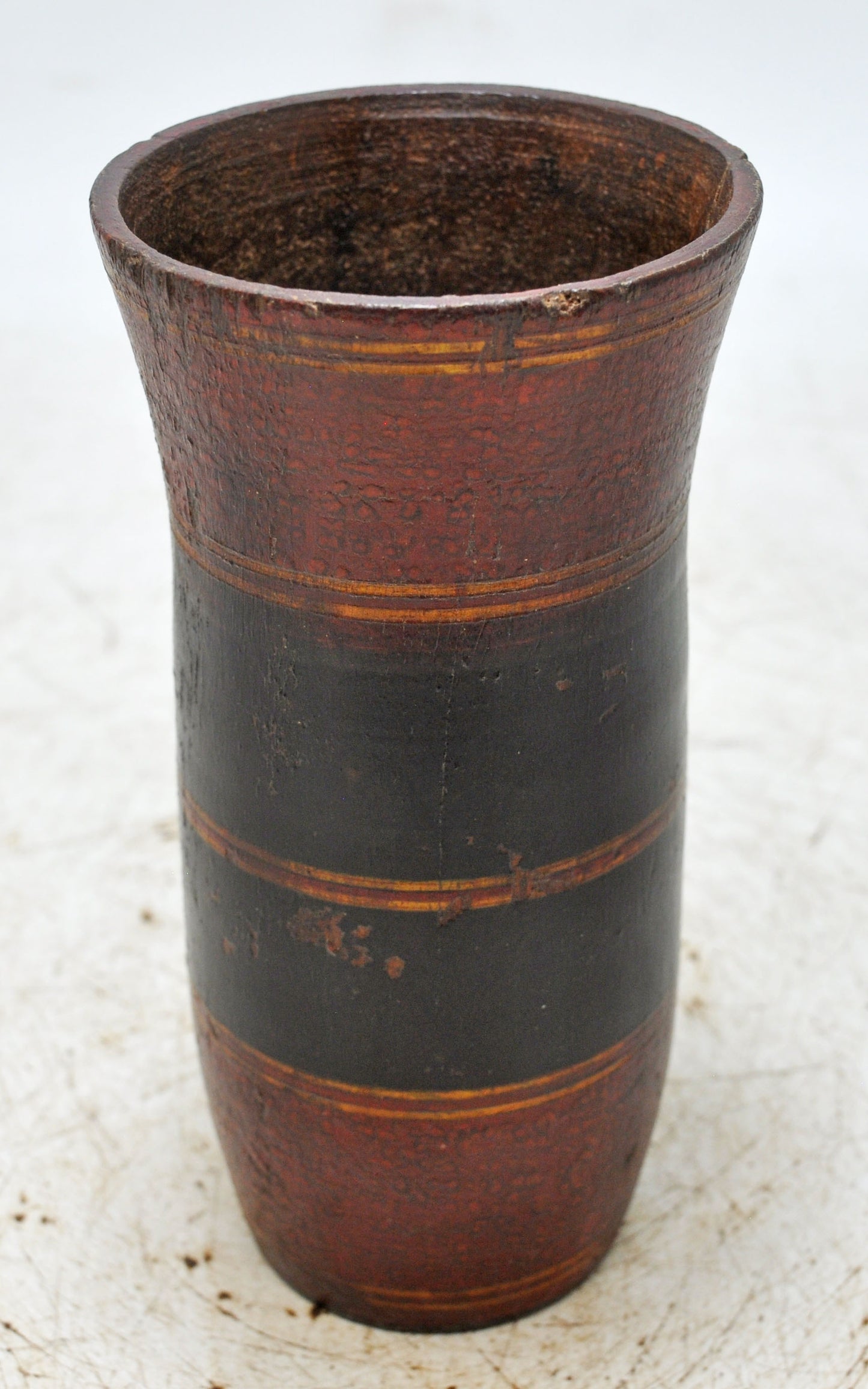 Vintage Wooden Glass Cup Original Old Hand Crafted Painted