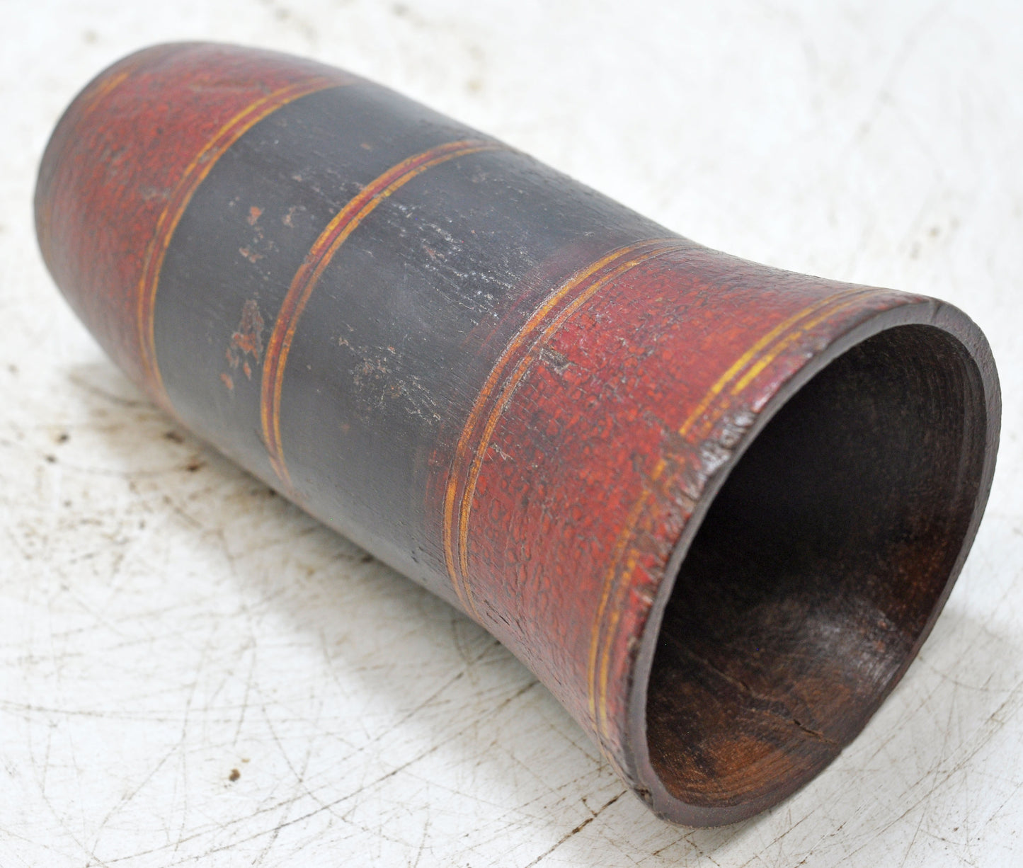 Vintage Wooden Glass Cup Original Old Hand Crafted Painted