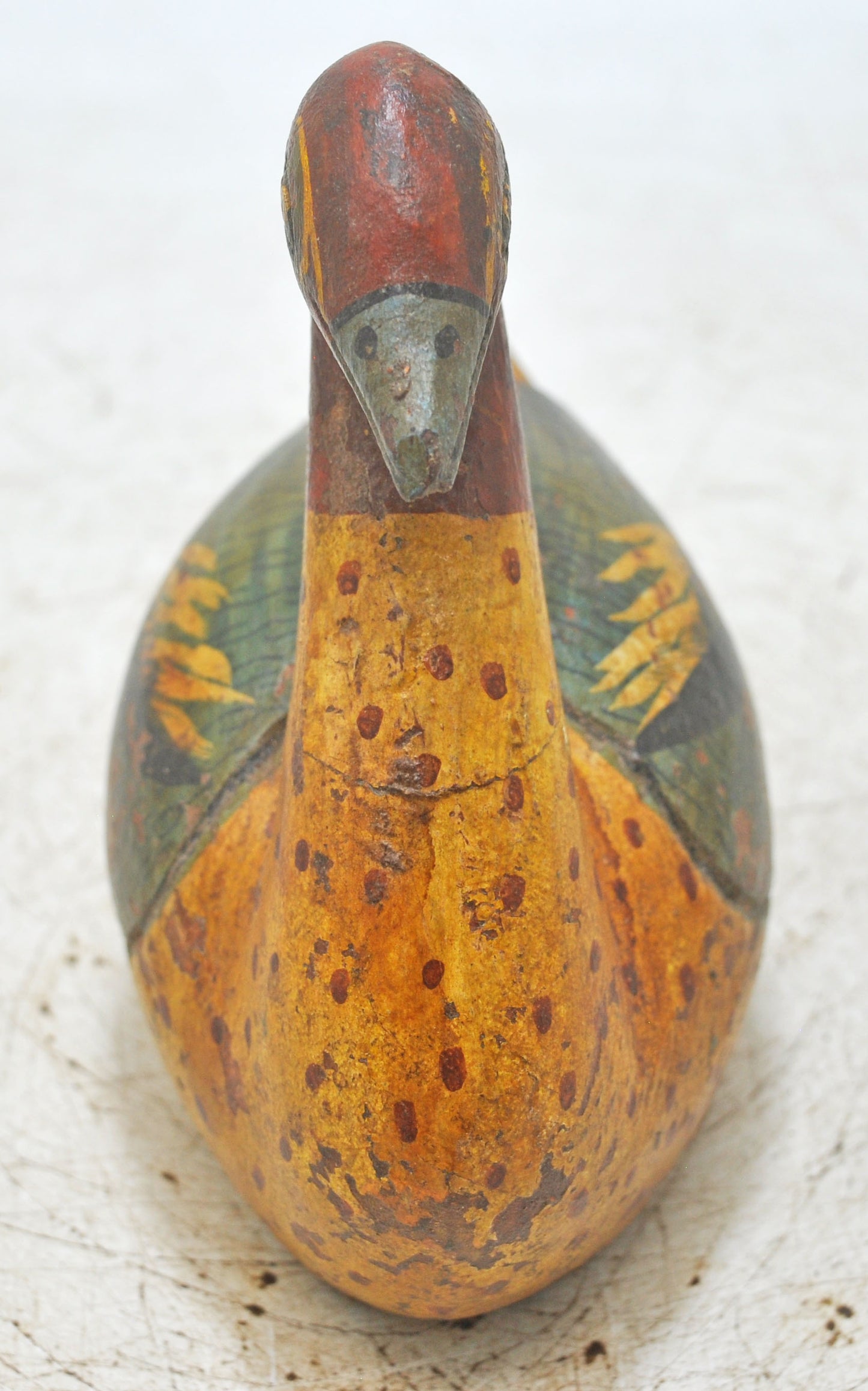 Vintage Wooden Duck Bird Figurine Original Old Hand Carved Painted