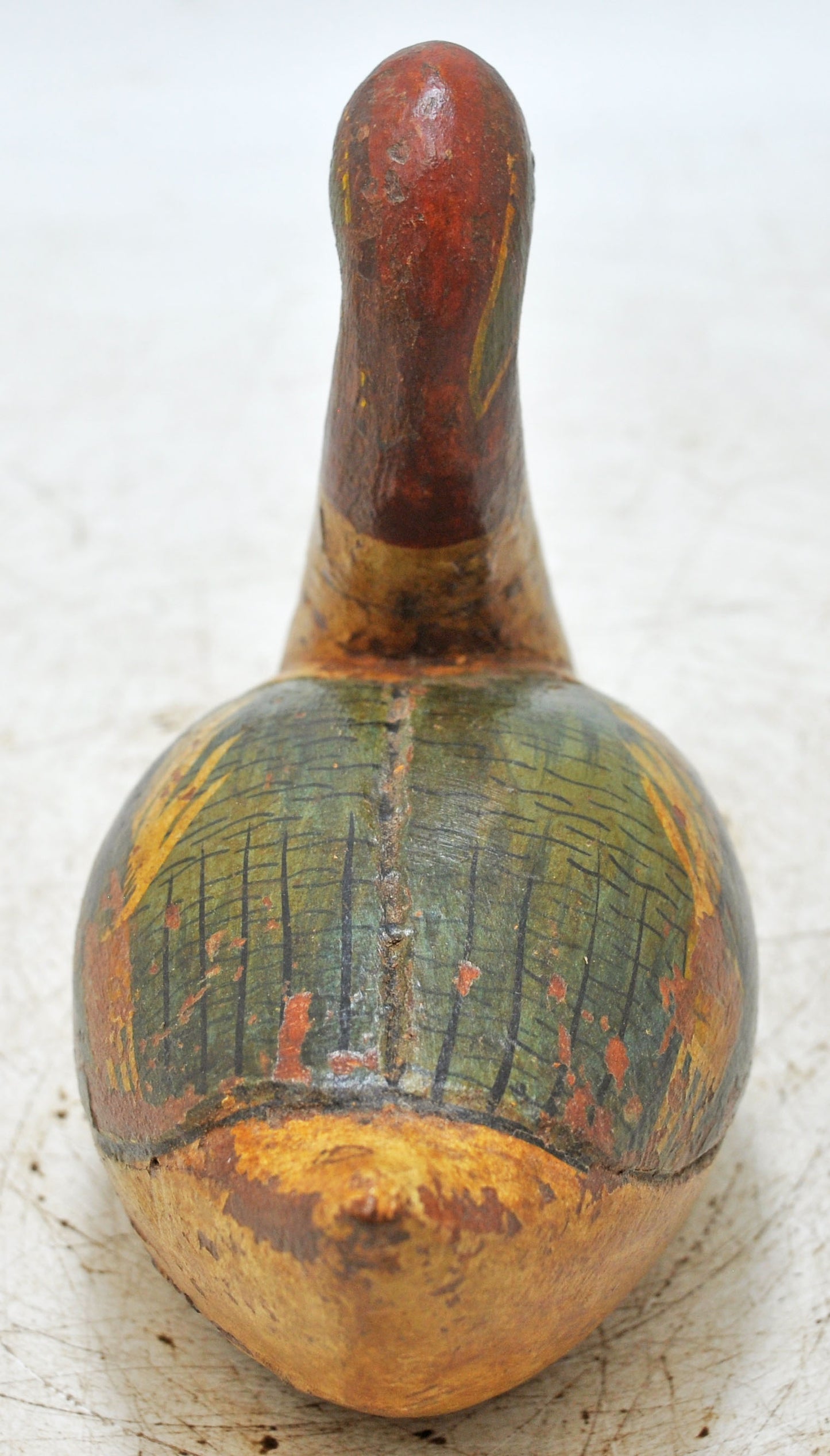 Vintage Wooden Duck Bird Figurine Original Old Hand Carved Painted