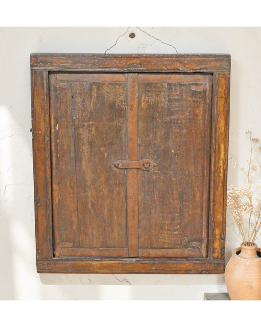 Antique Wooden Wall Décor Window Panel Frame Original Old Hand Crafted