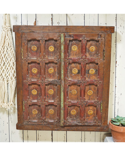 Antique Wooden Wall Décor Window Panel Frame Original Old Hand Crafted